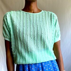 Vintage mint green frills blouse